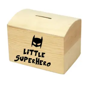 Houten spaarpot Little Superhero