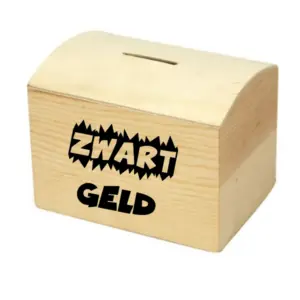 Houten spaarpot zwart geld