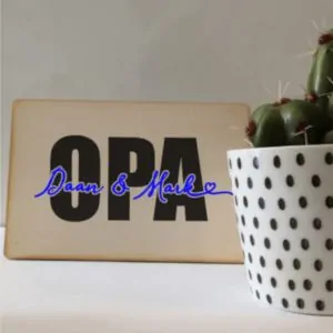 houten ansichtkaart opa kleinkinderen gepersonaliseerd