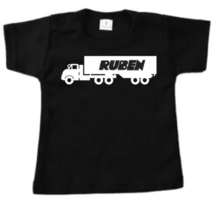 Alternative view of baby shirt vrachtwagen met naam