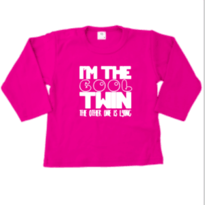 Baby Tshirt Good Twin Cool Twin roze