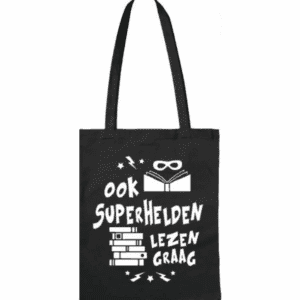 Katoenen tas Ook superhelden lezen graag