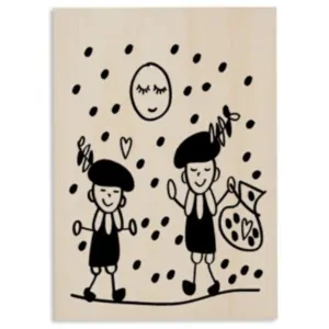 Houten kaart strooiende pieten-sinterklaas