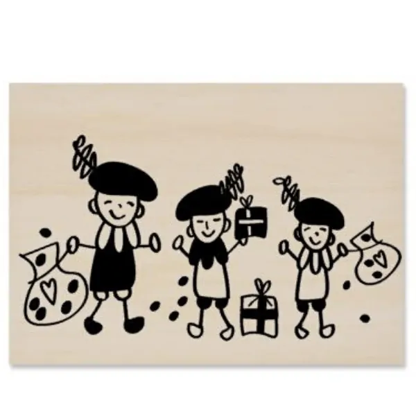 Houten kaart strooiende pieten-sinterklaas