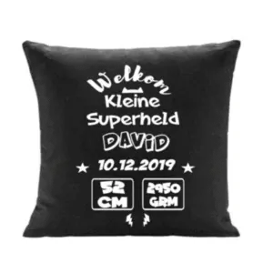 Geboorte kussenhoes Kleine superheld