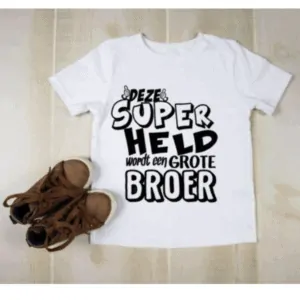 baby kinder tshirt Deze superheld wordt grote broer