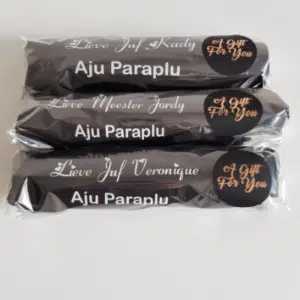 Aju Paraplu zakjes met tekst superheldenshop.nl